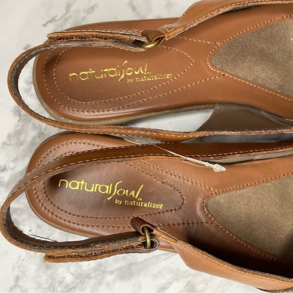 Natural Soul by Naturalizer Brown Leather Slingback Sandals Size 9 NWT - Picture 8 of 14